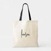 Tote Bag Black Modern Script Nom cadeau nuptiale (Dos)