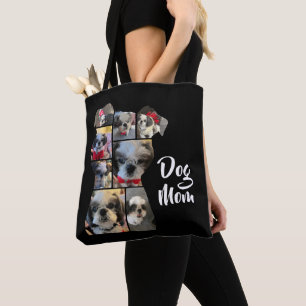 Tote Bag Black moderne personnalisé Chien Maman Photo Colla