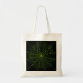 Tote Bag Black neon vert toile d'araignée Halloween motif (Devant)