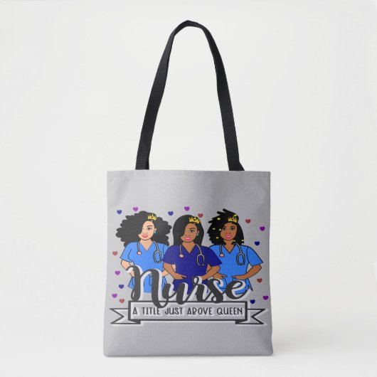 Tote Bag Black Nurse Afro Care  (Devant)