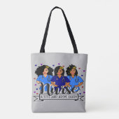 Tote Bag Black Nurse Afro Care  (Dos)