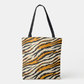 Tote Bag Black Orange Tiger Stripes Pattern Monogram (Dos)