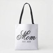 Tote Bag Black Ornate Script Established Mom (Devant)