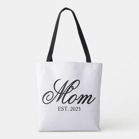 Tote Bag Black Ornate Script Established Mom (Dos)