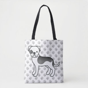 Tote Bag Black Piebald American Bulldog mignon Cartoon & Pr