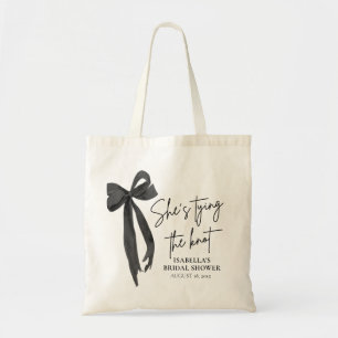 Tote Bag Black Pink Bow Elle se marie Shower de Mariée