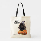 Tote Bag Black Puppy Jack oLantern Enfants Halloween (Dos)