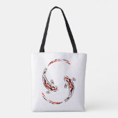 Tote Bag Black & Red Japanese Koi Fish Artistic (Dos)