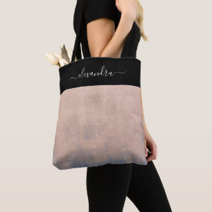 Tote Bag Black Rose Gold Blue rustique élégant personnalisé