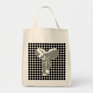 Tote Bag Black Safari point avec Pop Art Elephant
