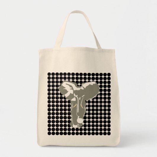 Tote Bag Black Safari point avec Pop Art Elephant (Devant)