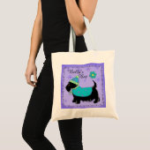 Tote Bag Black Scottie Terrier Chien Personalisé Purple (Devant (produit))