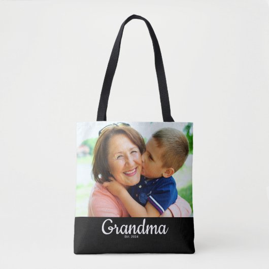 Tote Bag Black Script Established Grandma  (Devant)