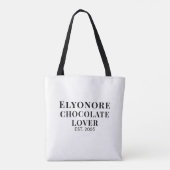 Tote Bag Black Script Name Established Chocolate Lover (Dos)