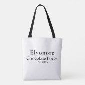 Tote Bag Black Script Name Established Chocolate Lover (Dos)