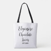 Tote Bag Black Script Name Established Chocolate Lover (Dos)