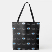 Black & Silver Blue Evil Eye Eyelashes Nazar Mati