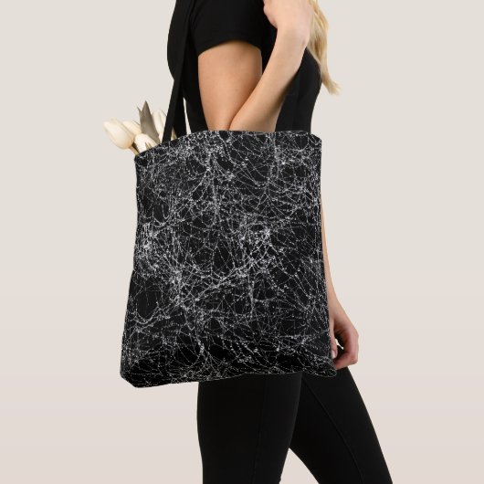 Tote Bag Black & Silvery Spider Webs Costume d'Halloween ch (De près)