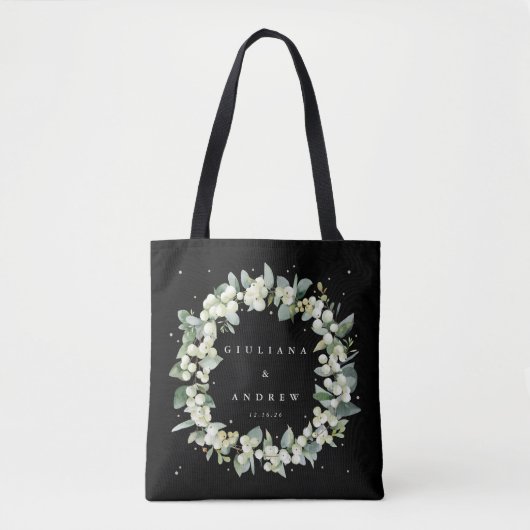 Tote Bag Black Snowberry+Eucalyptus Mariage d'hiver (Devant)