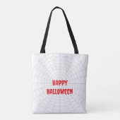 Tote Bag Black Spider Cobweb Happy Halloween  (Dos)