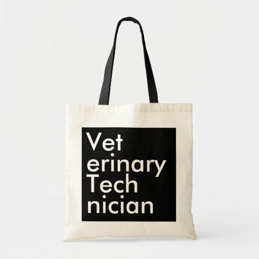 Tote Bag Black Square Veterinary Technician (Devant)