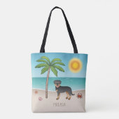 Tote Bag Black & Tan Rottweiler À Une Plage Tropicale D'Été (Dos)