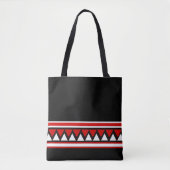 Tote Bag Black, White and Red Tribal Triangles (Devant)