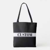 Tote Bag Black & White Custom Name Stripe (Dos)