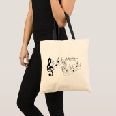 Tote Bag Black & White Custom Text Music Enseignant/Étudian (Devant (produit))