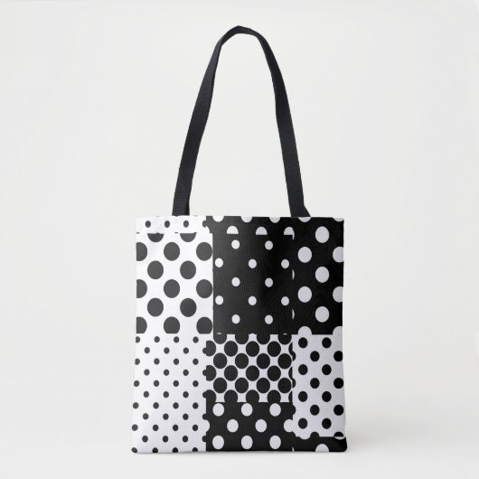 Tote Bag Black White Fashion Polka Dots Style Design  (Devant)
