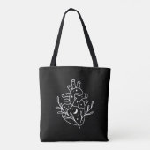 Tote Bag Black White Heart Esthétique Shopping (Dos)