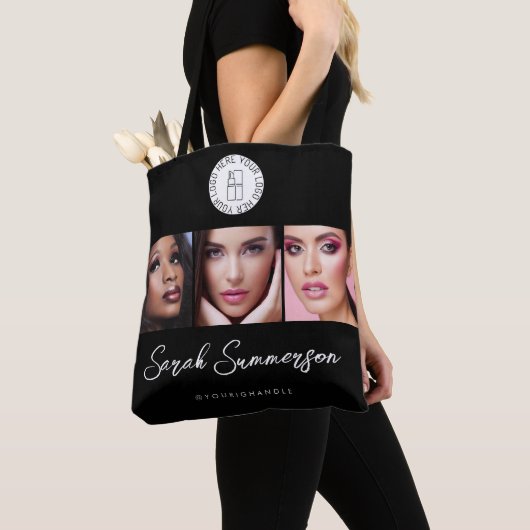 Tote Bag Black White Logo 3 Photo Makeup Studio (De près)