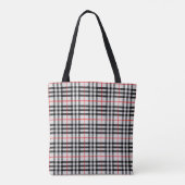 Tote Bag Black White Red Classic Checkered Fabric (Dos)