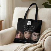 Tote Bag Black White Script Photo Qr Code Lash