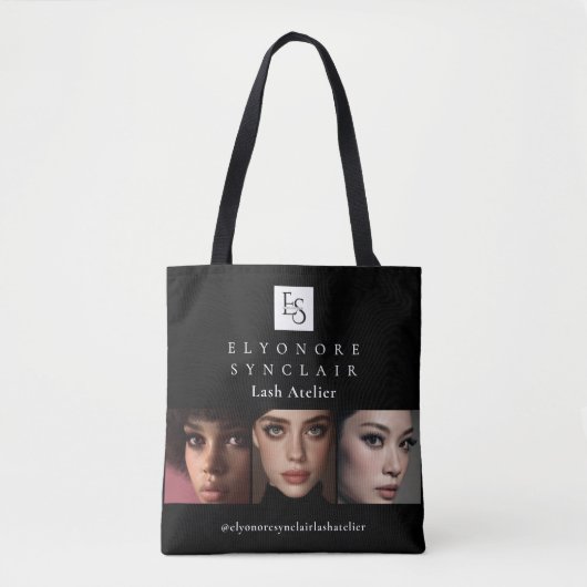 Tote Bag Black White Script Photo Qr Code Lash (Devant)