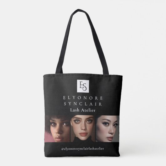 Tote Bag Black White Script Photo Qr Code Lash (Dos)