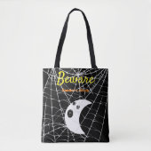 Tote Bag Black White Spider Webs et mignon Fantôme moderne (Devant)