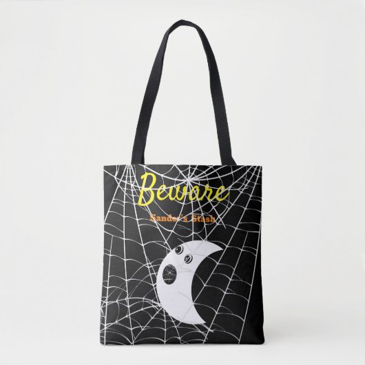 Tote Bag Black White Spider Webs et mignon Fantôme moderne (Devant)