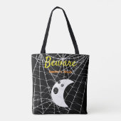 Tote Bag Black White Spider Webs et mignon Fantôme moderne (Dos)