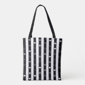 Tote Bag Black White Stripes Moderne Motif de coeur (Dos)