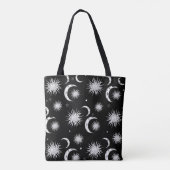 Tote Bag Black & White Sun Moon Stars Astrologie céleste (Dos)