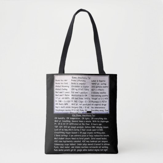 Tote Bag Blâmer l'anesthésie (Devant)