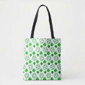 TOTE BAG BLANC AUX TONS DE SHAMROCKS CELTIQUES IRLANDAIS VE (Devant)