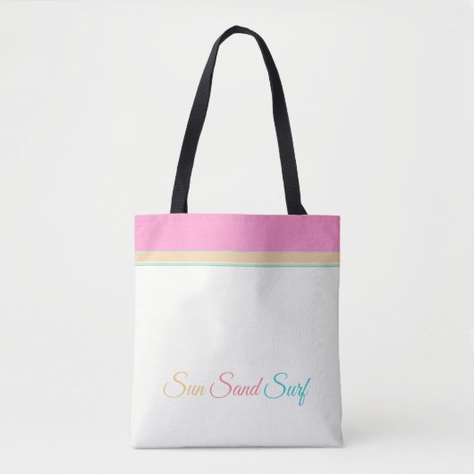 Tote Bag Blanc avec orange rose et aqua > Tots d'été (Devant)