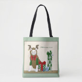 Tote Bag Blanc Chat Noël Joyeux Drôle (Devant)