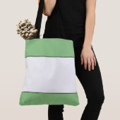 Tote Bag Blanc Chic Larges Rayures Vert Clair Bordure Conto (De près)