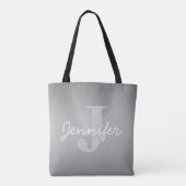 Tote Bag Blanc Cursive & Monogramme Gris | Couleurs Modifia (Dos)