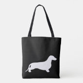 Tote Bag Blanc de silhouette de teckel + vos idées (Dos)
