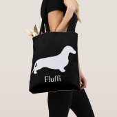 Tote Bag Blanc de silhouette de teckel + vos idées (De près)