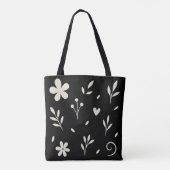 Tote Bag Blanc d'Ivoire Floral Noir (Dos)
